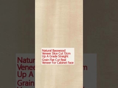 Veneer de bois de basswood naturel tranche 13cm vers le haut une qualité de grain droit coupé plat véritable façade pour le visage de l'armoire