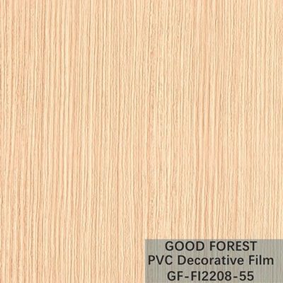 Type jaune-clair décoratif de couleur de boursouflure de film de PVC en bois de grain d'OEM