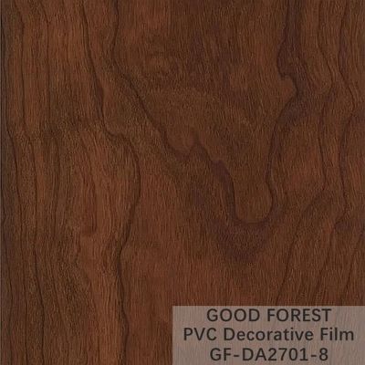 Film décoratif de PVC de garde-robes boursouflant la couleur brun clair de grain en bois