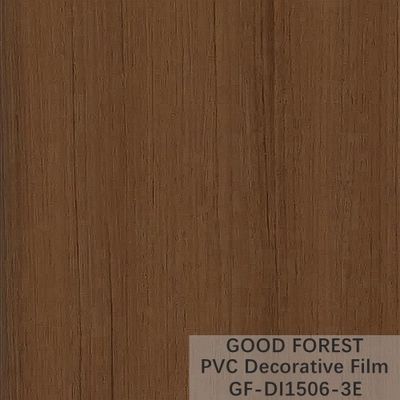 Film décoratif de PVC de garde-robes boursouflant la couleur brun clair de grain en bois