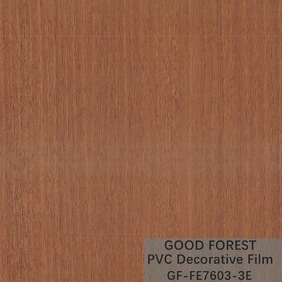Film décoratif de PVC de garde-robes boursouflant la couleur brun clair de grain en bois