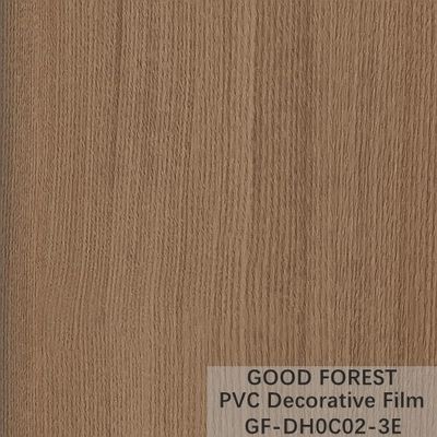 Film décoratif de PVC de garde-robes boursouflant la couleur brun clair de grain en bois