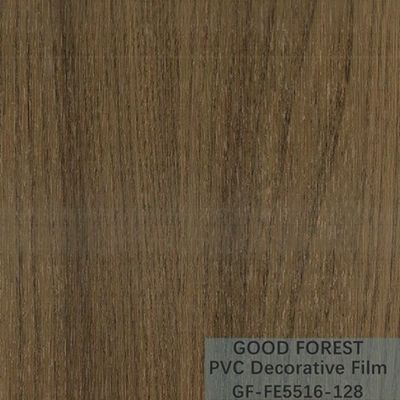Film décoratif de PVC de garde-robes boursouflant la couleur brun clair de grain en bois