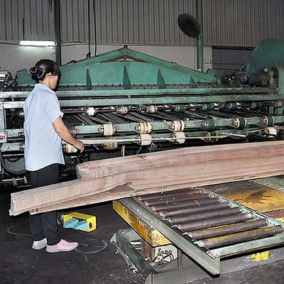 Le bois naturel de teck de décoration plaquent la longueur coupée plate du grain 2050-3200mm de couronne