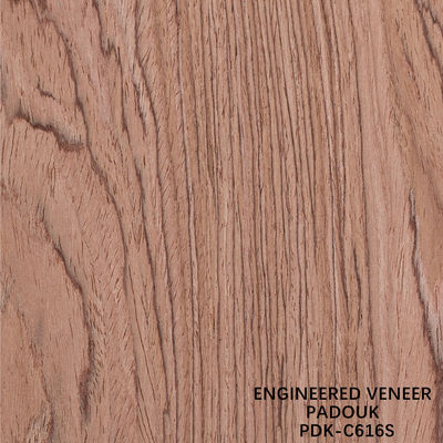 Façade en bois d'ingénierie Padouk technique de coupe en tranches de grain droit épaisseur 0,5 mm pour la face du cabinet
