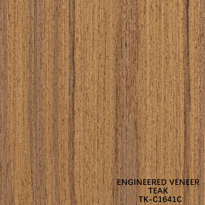 Façade en feuille de placage en bois de teck génétiquement modifié Panneau de couronne de grain de 0,55 mm d'épaisseur pour armoire