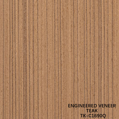 Quartier de coupe de placage de teck conçu 2500 * 640 mm taille normale grain droit pour la décoration de l'hôtel