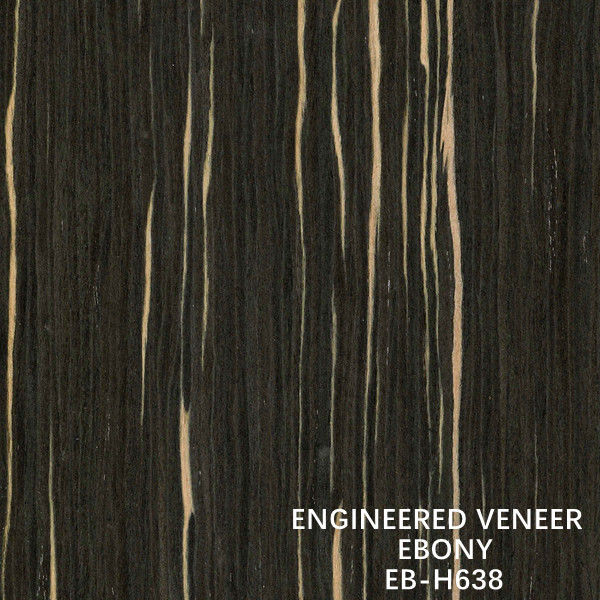 Épaisseur reconstituée adaptée aux besoins du client de grain droit d'Ebony Wood Veneer H638 dos de papier de 0.15-0.6 millimètre de fabricant de la Chine
