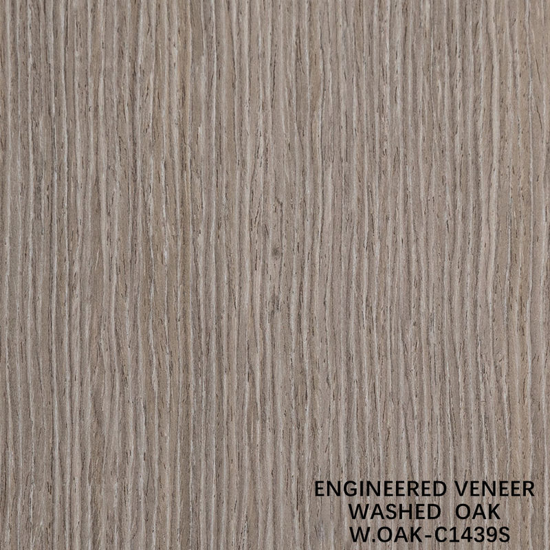 Tranche de placage en bois de chêne lavé reconstitué, coupe sur quartier, technique de fil vertical, taille standard 2500*640mm, panneau décoratif intérieur W.OAK-1439S / 1580S / 1591S