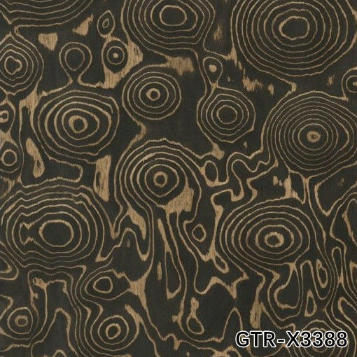 Veneur artificiel de bois de l'anneau d'arbre d'or 0,30 mm G.TR-X3388 tranche coupée pour la face du cabinet